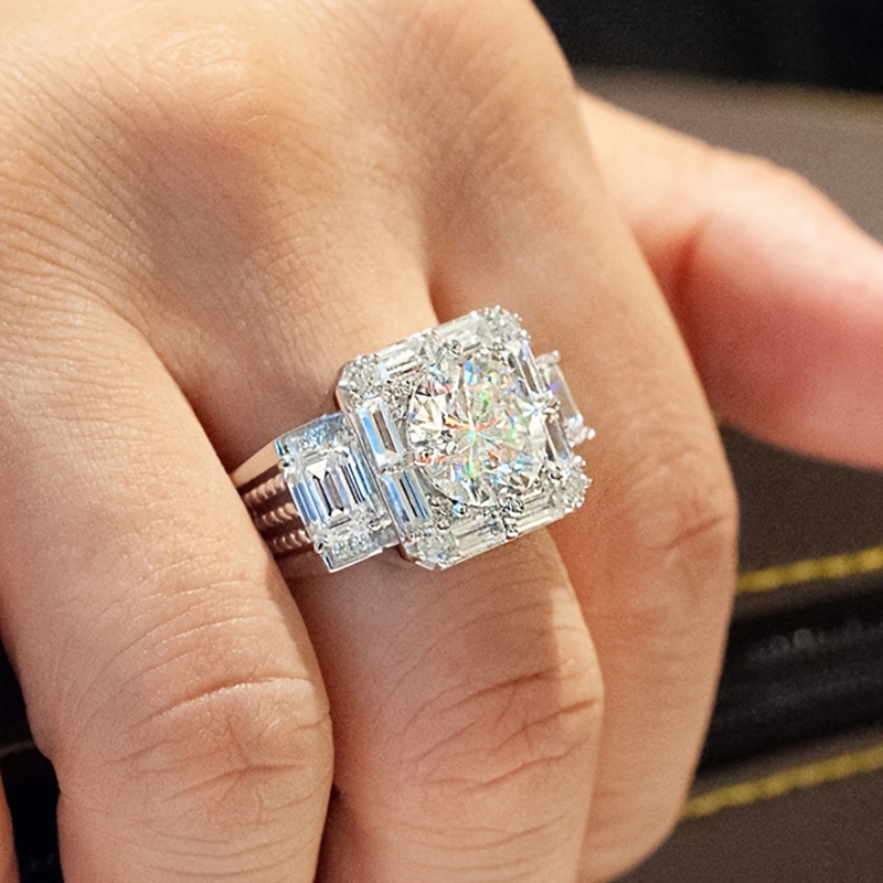 Funky Square Rhinestone Ring for Men