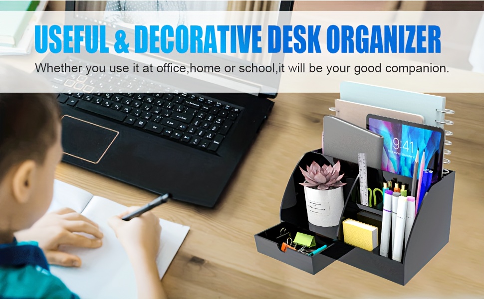 Black Desk Organizer Acrylic For Home Office and School Supplies And  Accessories