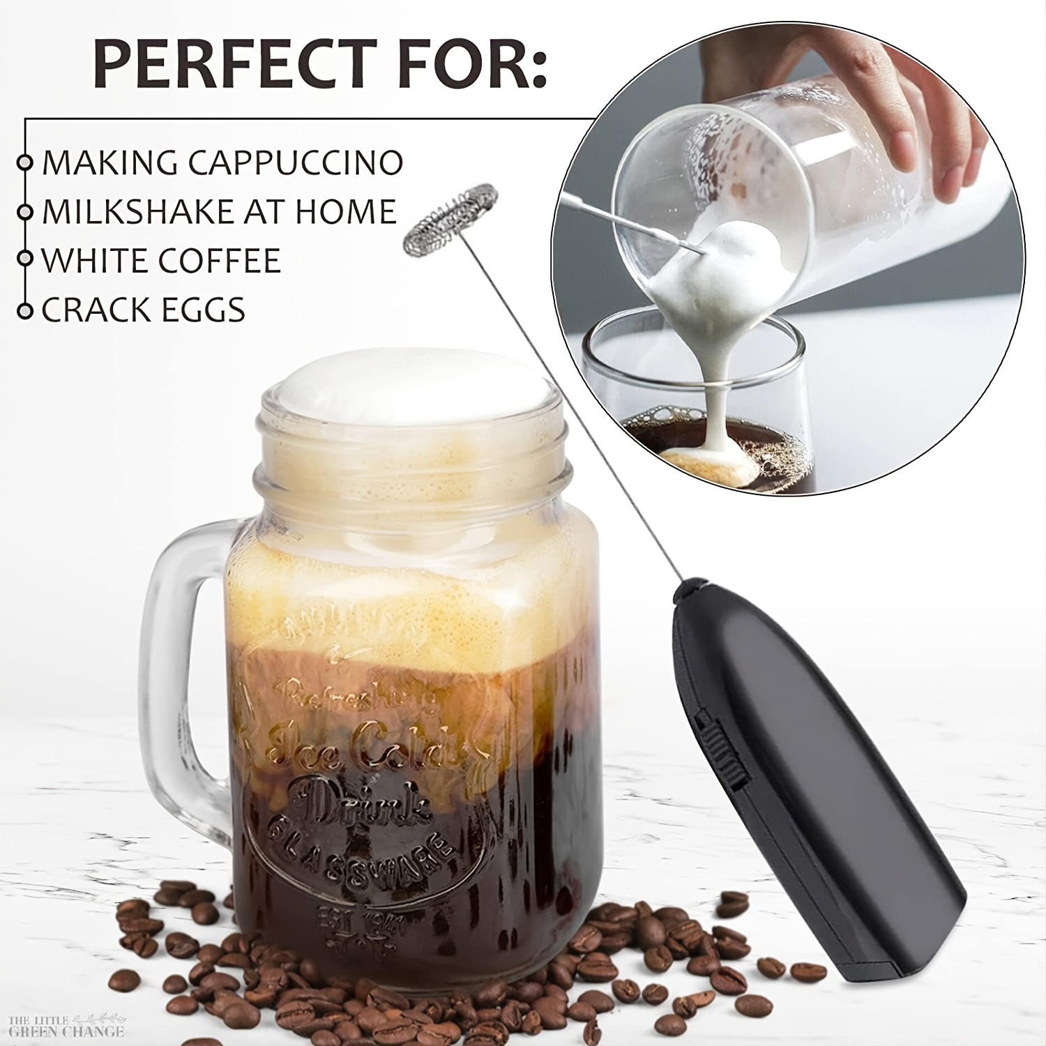 1pc Handheld Milk Frother Electric Manual Frother For Beverage