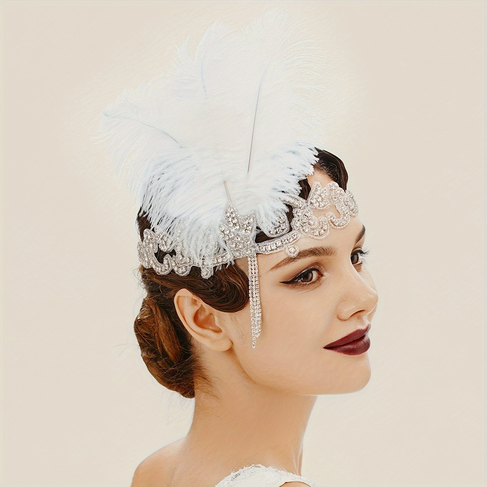 1PC Fascia Flapper Vintage Stile Anni '20 Con Strass E Piume Finte  Accessori Per Capelli Stile Great Gatsby