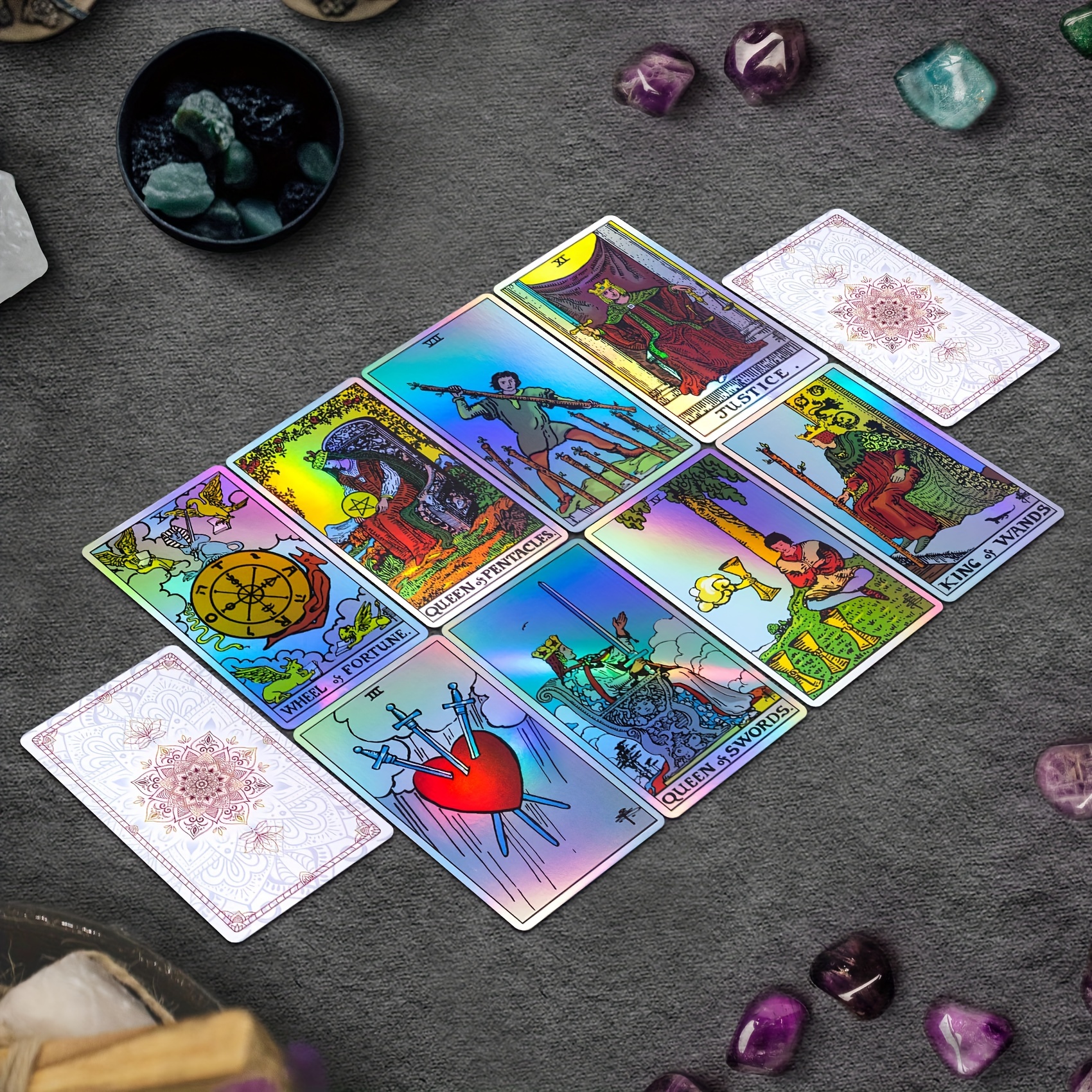 Tarot Cards, 78 Cartes de Tarot, Jeu de Tarot divinatoire - Tarot Classique  et Traditionnel, Jeu de Cartes de Tarot avec boîte colorée pour débutants