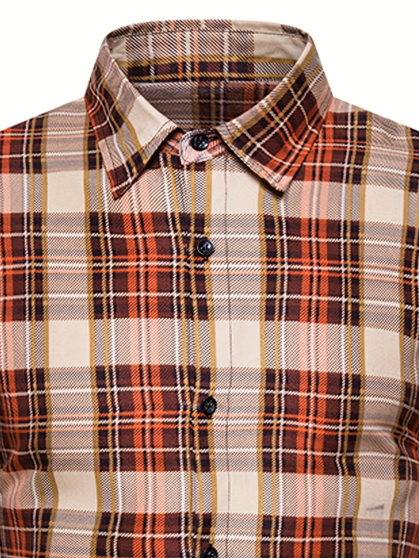 Plaid Print Men's Casual Button Up Long Sleeve Shirt, Men's