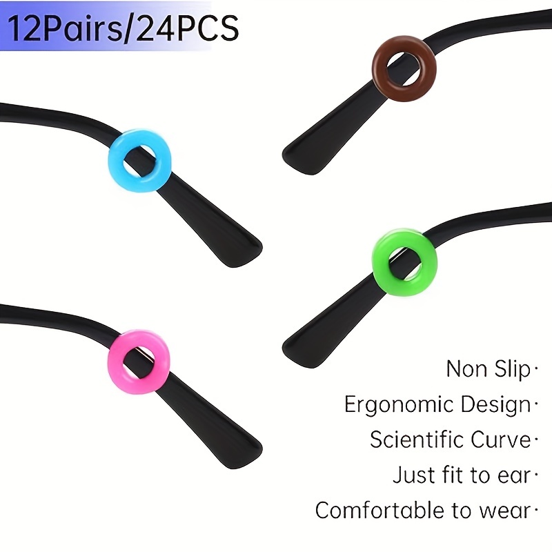 24 pares de almohadillas de silicona antideslizantes para gafas de