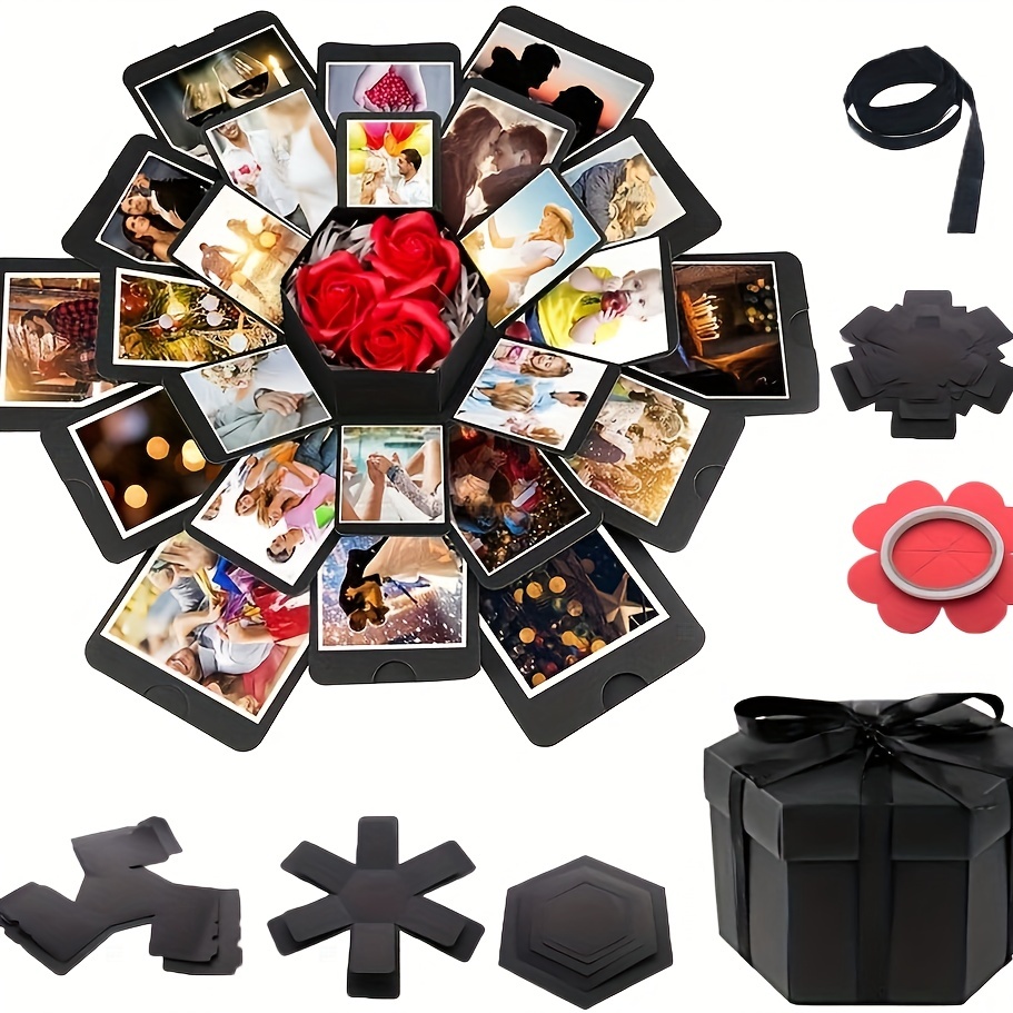 Explosion Gift Box DIY Photo Album Scrapbook for Birthday Anniversary  Wedding Proposal,hexagon Black -  Ireland