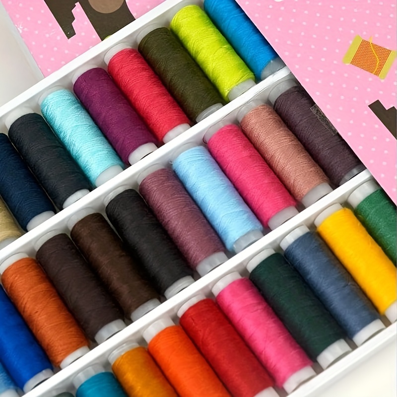 39pcs/box Mixed Colors Polyester Yarn DIY Sewing Thread Kit, Thread Roll  Machine Hand Embroidery 200 Yard Each Spool For Home