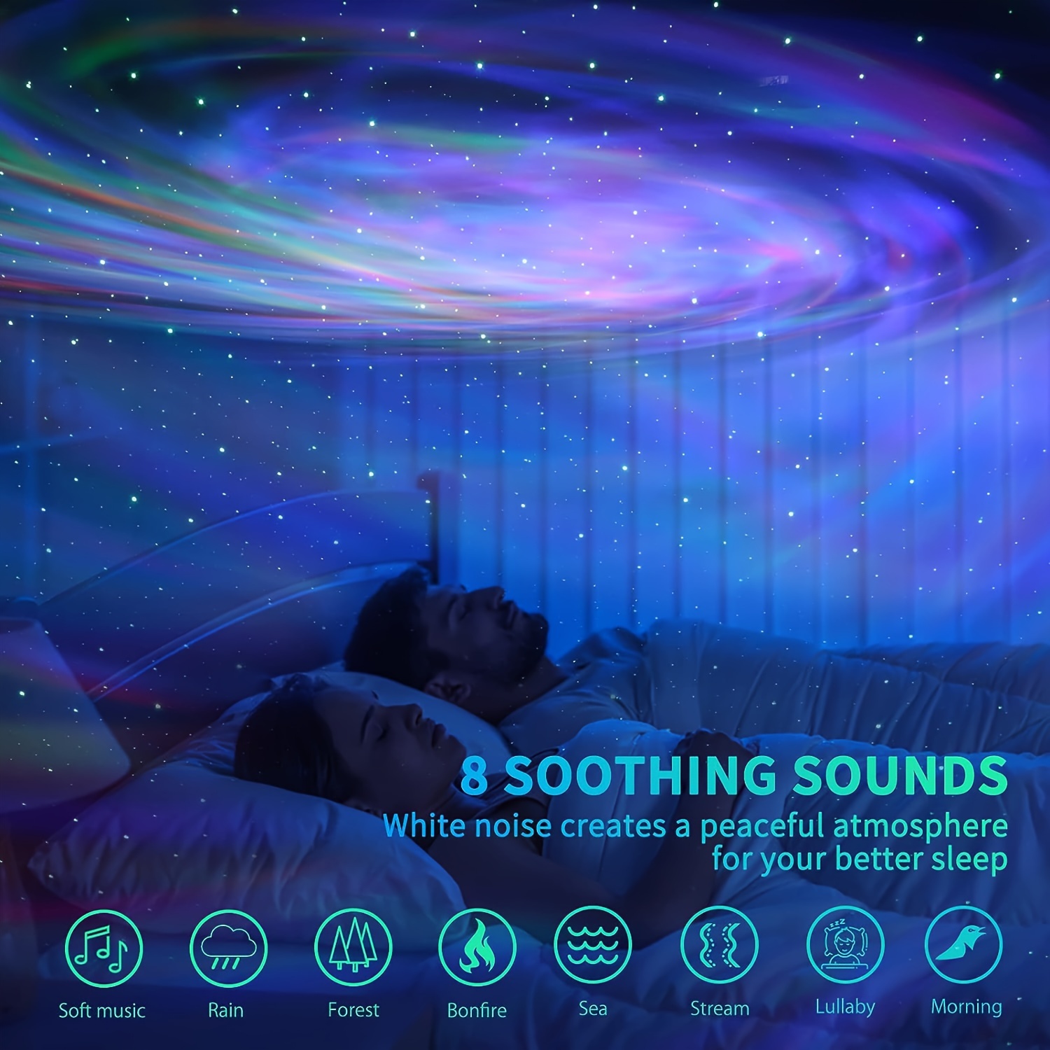 Seianders Northern Lights - Proyector aurora, proyector de estrellas para  dormitorio, altavoz de música Bluetooth y proyector de luz de galaxia de