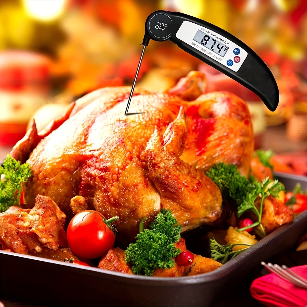 1pc Digital Food Thermometer Probe Folding Kitchen Thermometer For Milk,  Bbq And Grilling