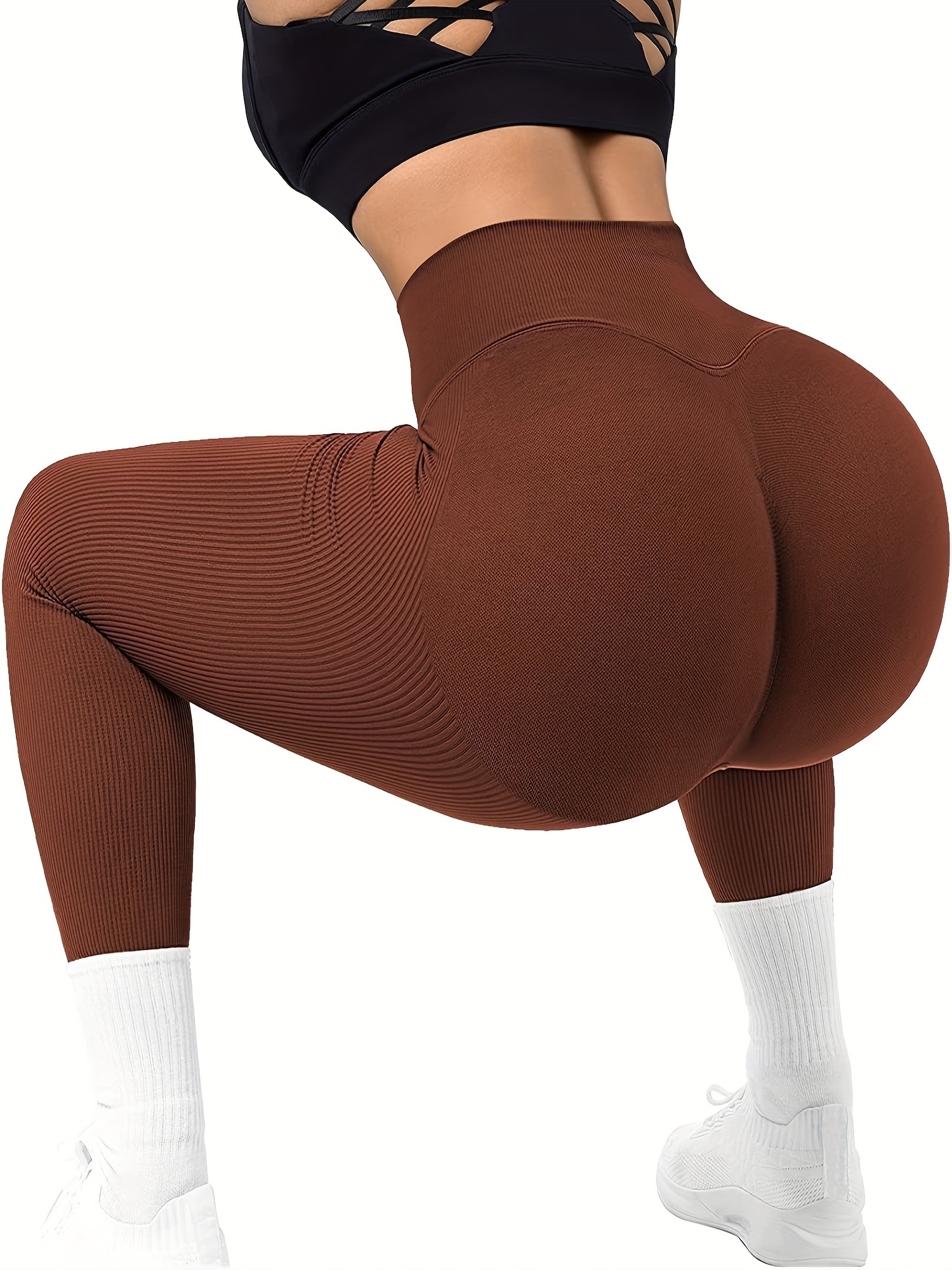 SHEIN Yoga Basic Running Leggings Seamless High Stretch Scrunch Butt Tummy  Control Sports Tights
