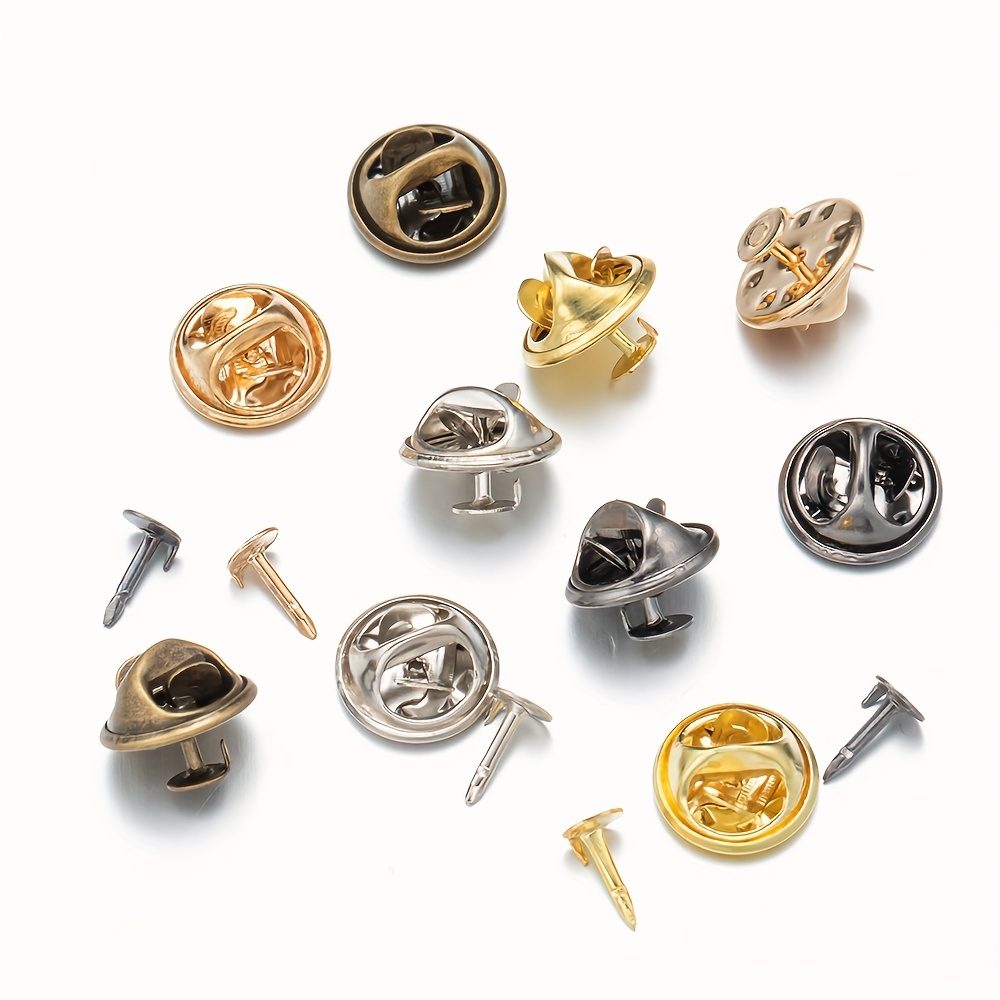 Pin Backs Lapel Pin Backs 50PCS Brass Metal Pin Backings for Brooch Tie Hat  Badge Insignia Gold