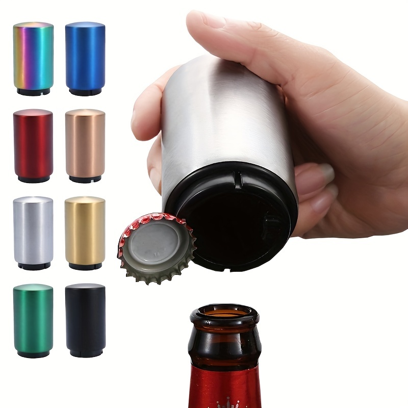 Top Quality Automatic Beer Bottle Opener Magnet Beer Opener Stainless Steel  Push Down Opener Wine Beer Soda Cap Opener Kitchen AccessoriesSilver in  2023