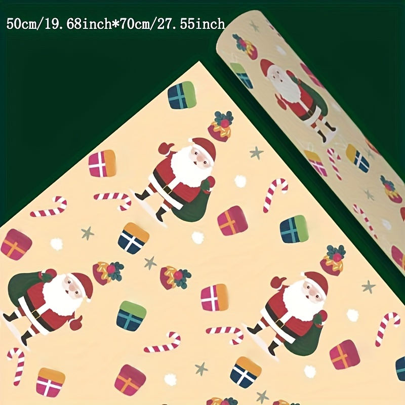 Roll Of Kraft Santa Claus Wrapping Paper Roll Colorful Gift - Temu