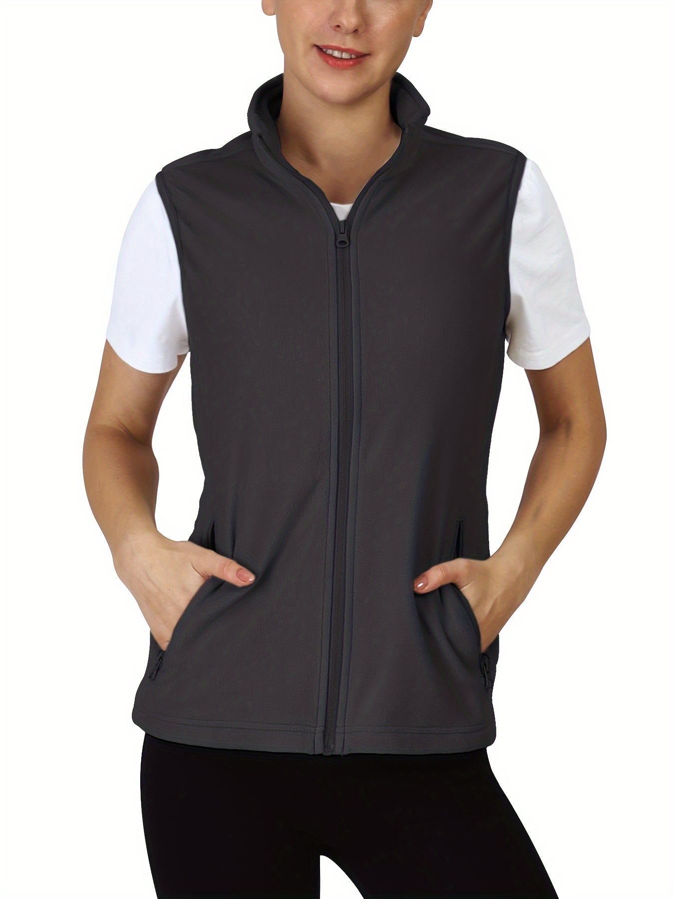 Women's Fleece Outdoor Sports Vest Jackets Women Stand Neck - Temu