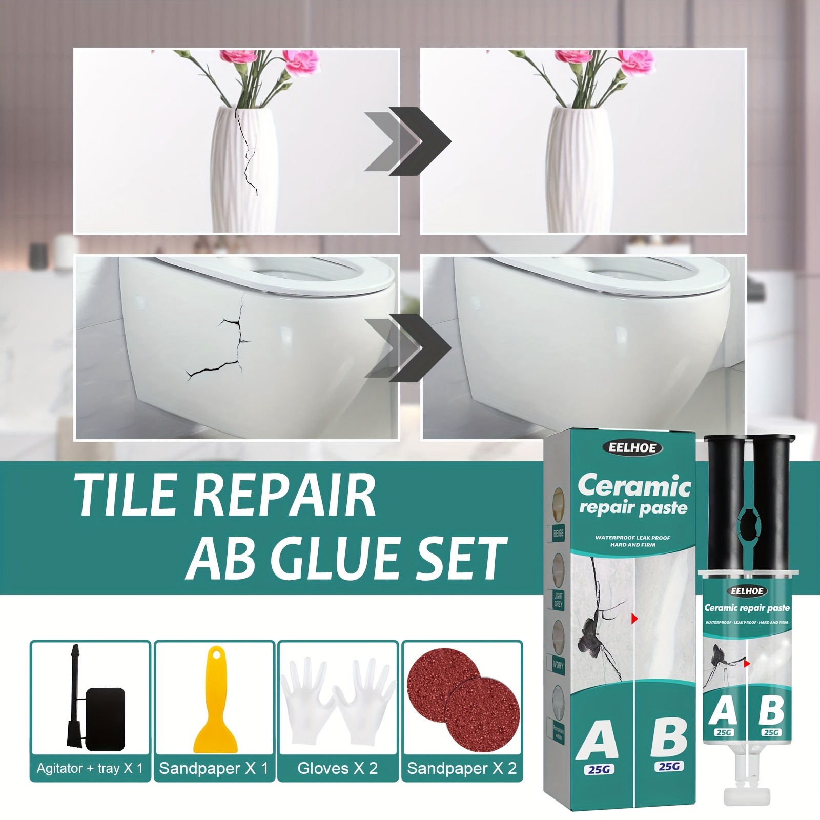 Ceramic Tile Repair Ab Adhesive Suit Metal Ceramic Tile - Temu