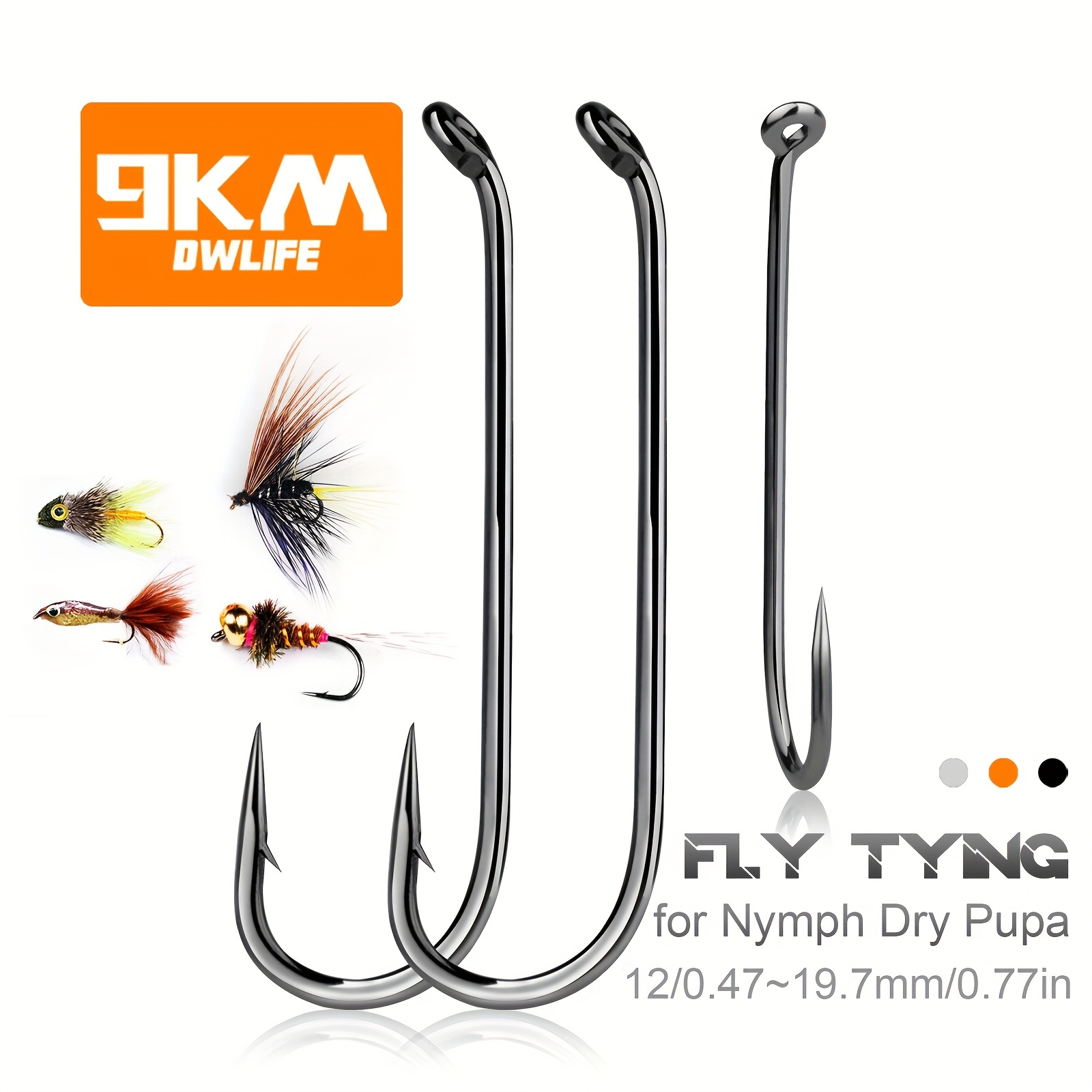 9km Fly Tying Hooks High Carbon Steel Eye Long Shank - Temu