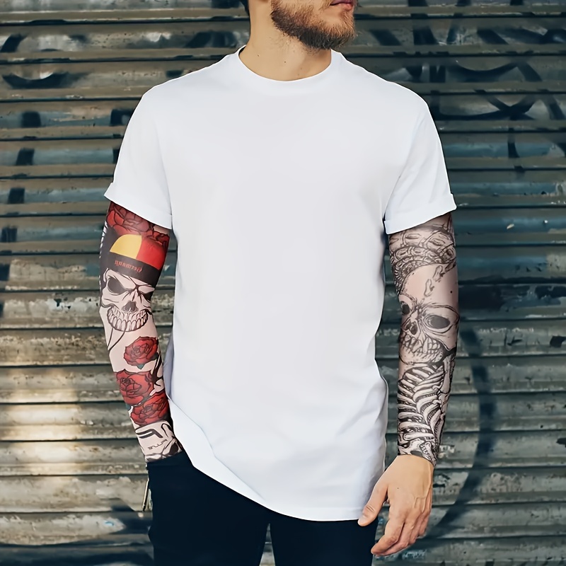 15 pcs tattoo sleeves set sunscreen arm sleeves soft elasticity flower arm gloves cycling details 3