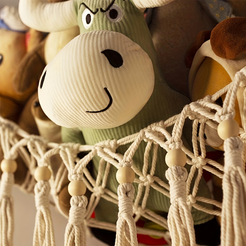 Boho Stuffed Animal Toy Hammock Macrame Large Corner Mesh Toy Storage  Hanging Wall Toys Organizer For Bedroom Decor