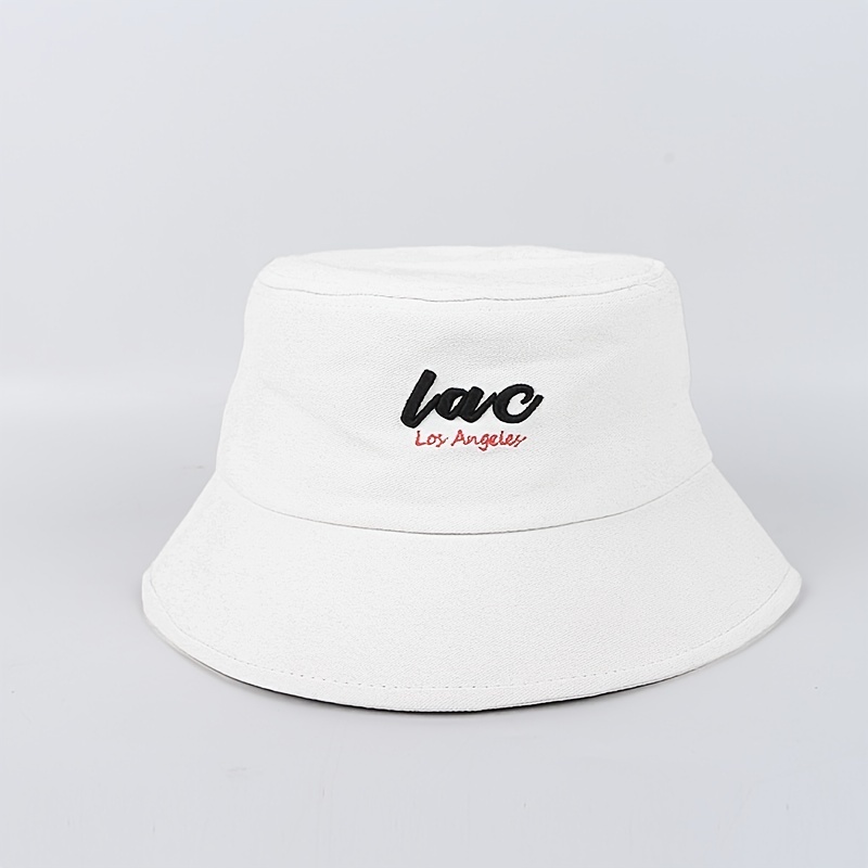 Trendy Embroidery Bucket Hat Love Los Angeles Simple Casual Sun Hat Solid  Color Cotton Couple Basin Hats