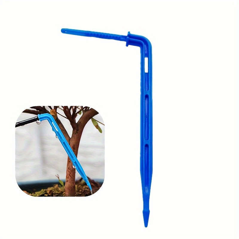 

100pcs Root Watering Blue Curved Arrow Potted Plant Angled Drip Emitter Stake Catching 3/5 Tube Drip Irrigation System