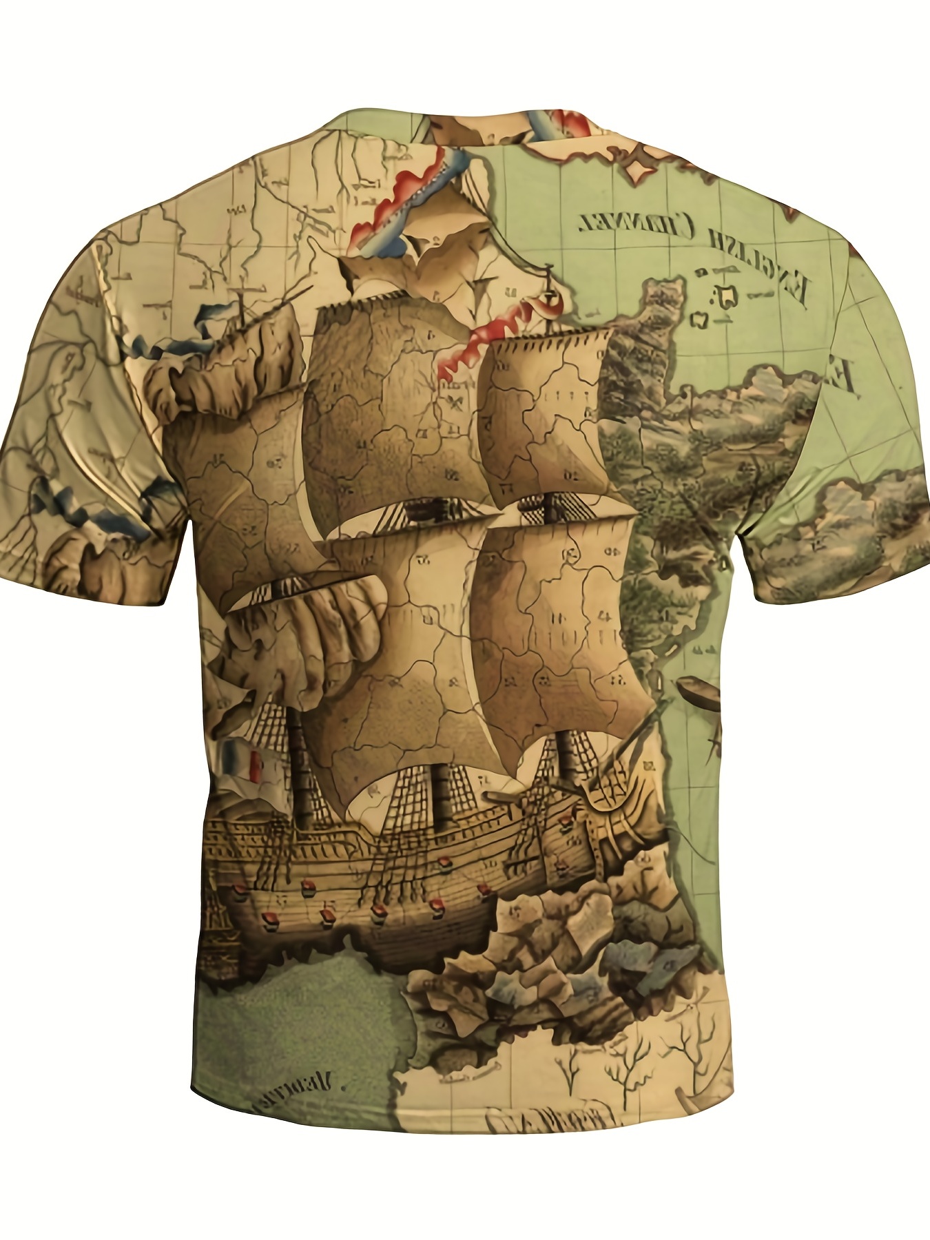 Summer T-Shirt For Men Sailing Pirate Ship Pattern Man T Shirt 3d