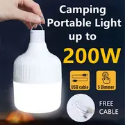 outdoor portable usb rechargeable led emergency lights up to 200w super bright rainproof bulb for camping hiking and fishing with long battery life details 0