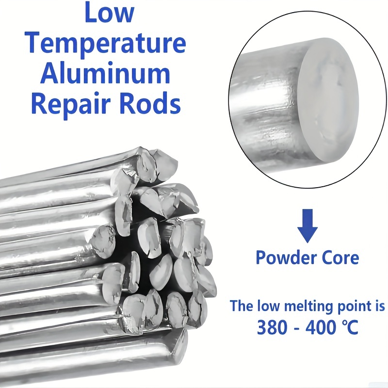 Tige de soudage en aluminium Yegbong Basse température Aluminium Flux Cored  Baguette de soudage Torche Réparation Acier inoxydable Aluminium 33cm 2 /  1.6mm