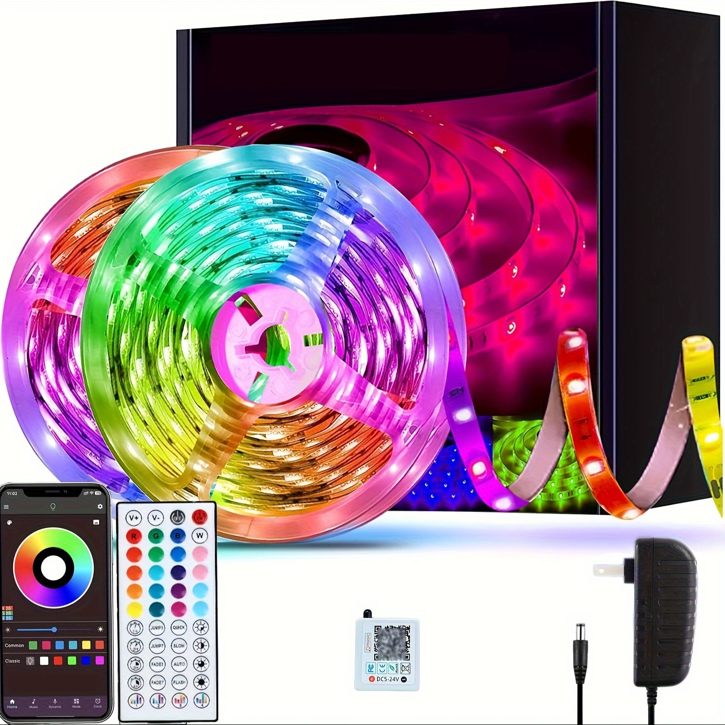 DAYBETTER Led Strip Lights 50ft, Color Changing Led Light Strip with  Infrared Remote Control, 5050 RGB Strip Lighting Suitable for Valentine's  Day