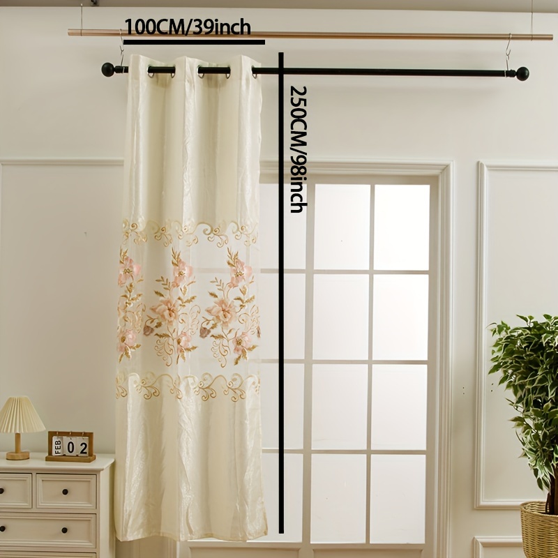 1pc Pink Embroidered Curtain, Window Treatment For Bedroom Office Room Study Home Decor