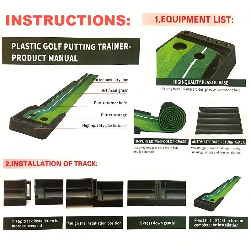 Golf Putting Green Met Auto Ball Return En Baffle, Beste Putting Assist,  Golf Praktijk, Trainingsapparatuur Voor Binnen & Buiten