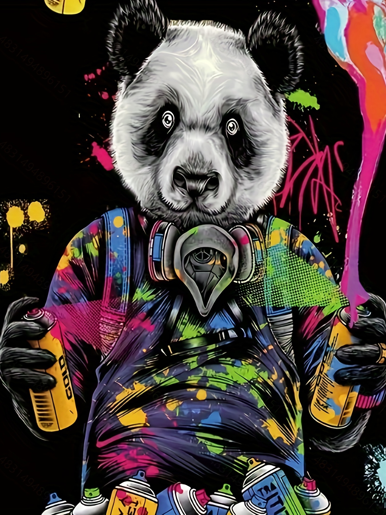 Men's Colorful Futuristic Panda 3d Print Funny Round Neck T - Temu