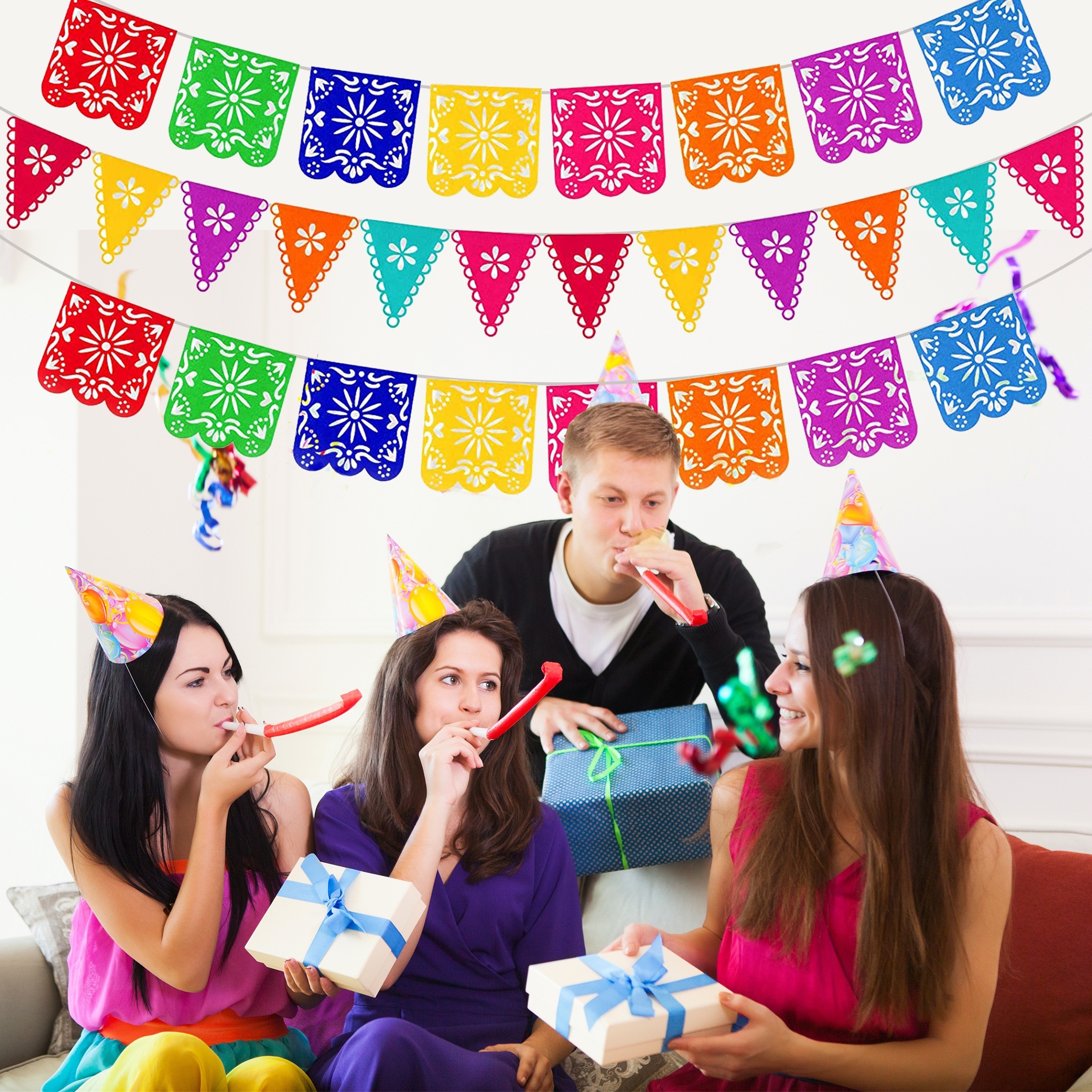 24pk Mexican Paper Fans Fiesta Cinco De Mayo Celebration Party Decorations