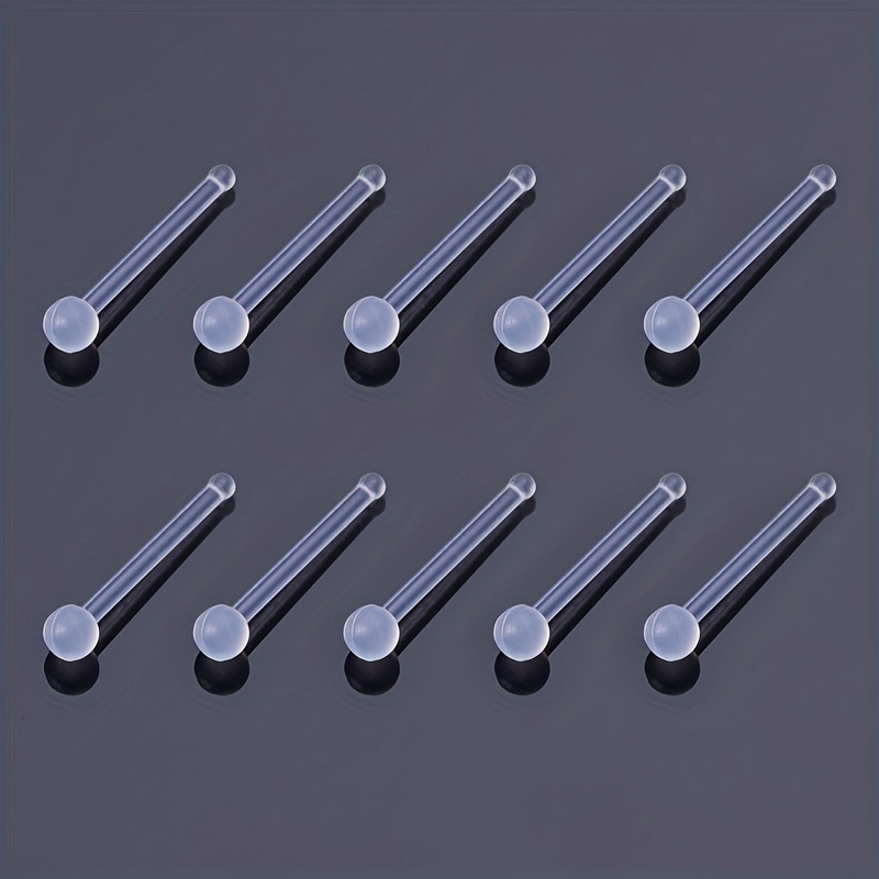 10pcs Clear Acrylic Nose Stud Earrings Set