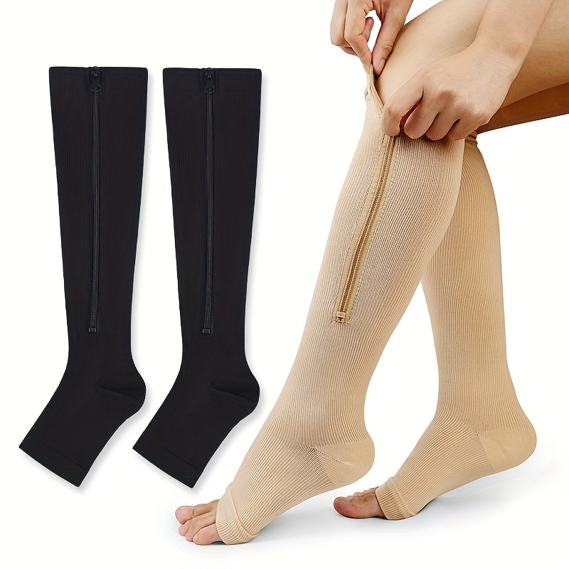 Compression Socks Side Zipper Varicose Vein Prevention - Temu