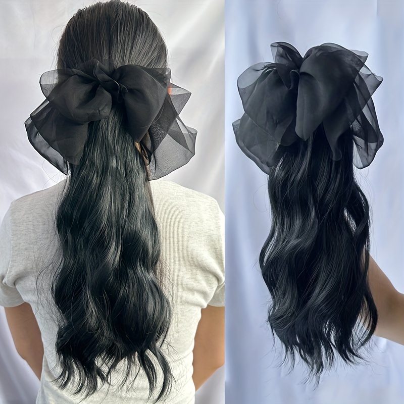 Ponytail Long Curly Wavy Ponytail Extensions Synthetic Clip Temu New
