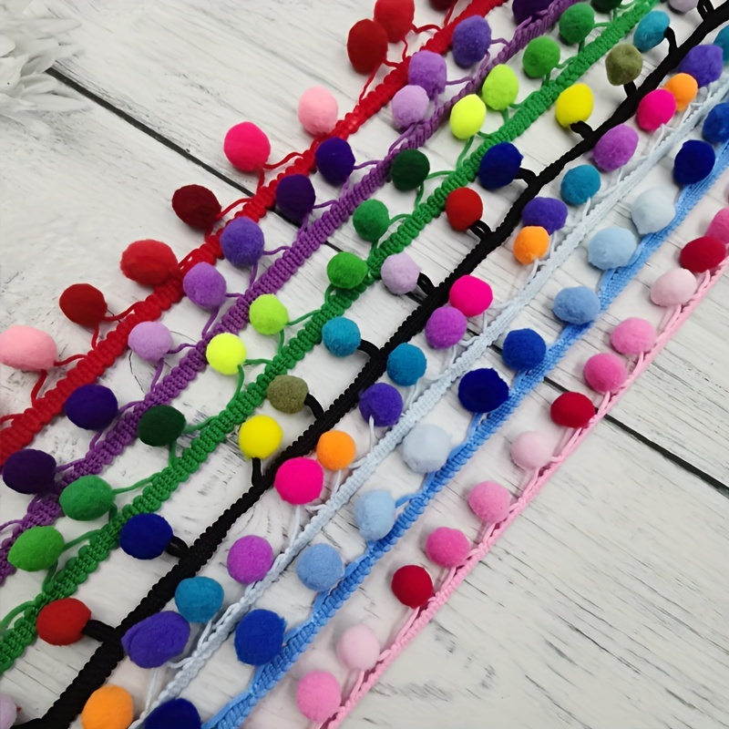 

2yards/pack 15mm Colorful Pom Pom Trim Ball Lace Pompom Handmade Diy Craft Accessories Sewing Fringe Ribbon Fabric Lace