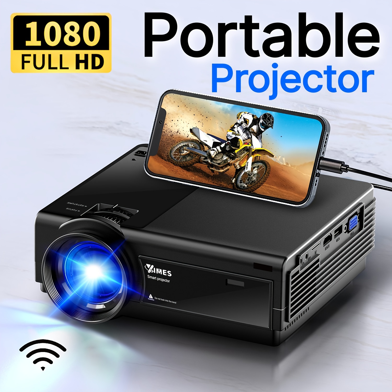 Mini Projecteur De Poche Led Avec Support Wifi, 1080p, Écran Lcd