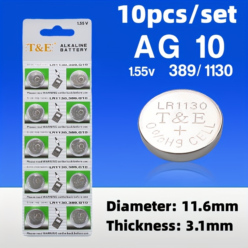 Button Coin Cell Battery Ag10 1.55v Watch Batteries Sr54 389 - Temu