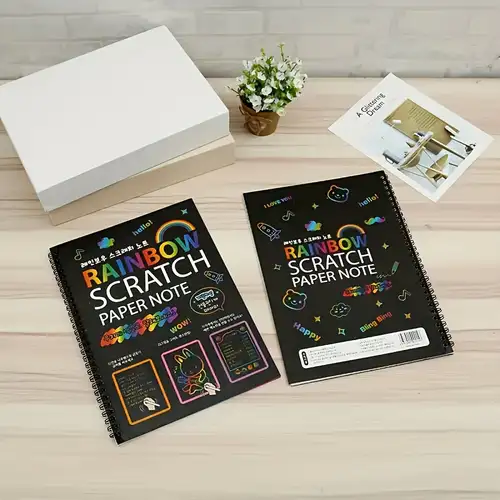 Scratch Paper Art Set, 50 Sheets Rainbow Magic Scratch Art Black Scrat