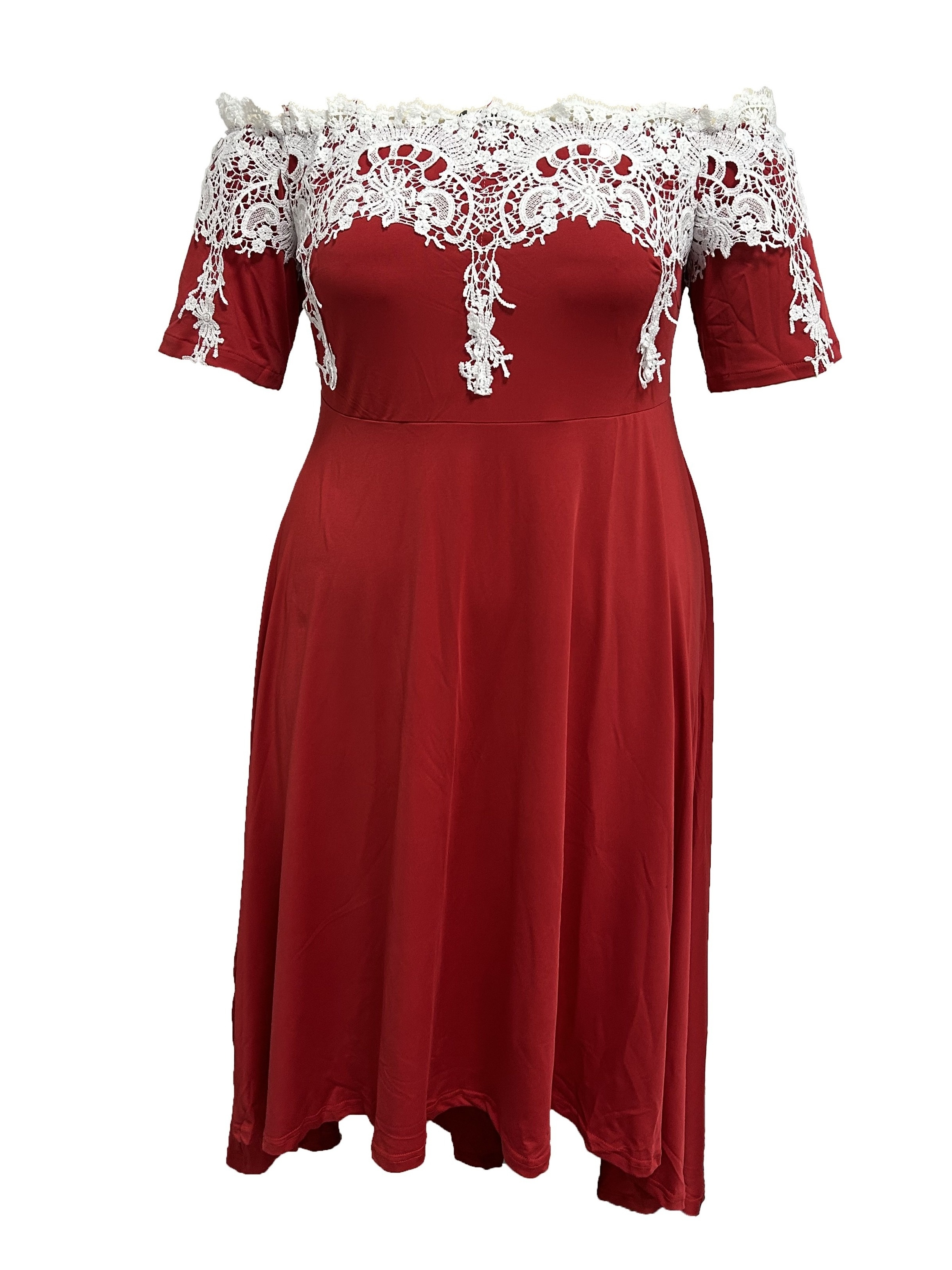 Lace panel off the shoulder outlet dress