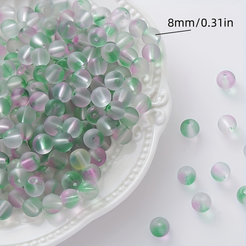 Lucky Goddness Unique Beads for Jewelry Making 200pcs 8mm Round Glass Beads  AB Colorful Crystal Beadswith 2 Kind of Frosted Beads- Perf - Unique Beads  for Jewelry Making 200pcs 8mm Round Glass