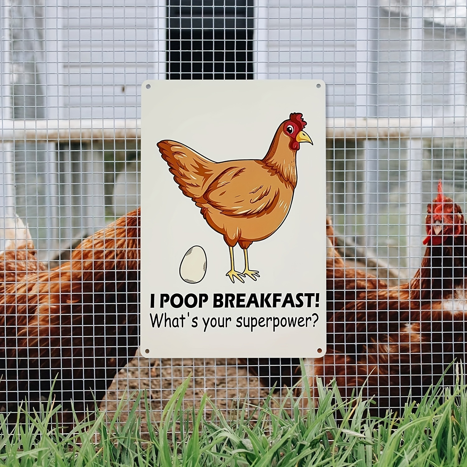 Metal Sign Protected Funny Chicken Sign Chicken Coop Warning Temu