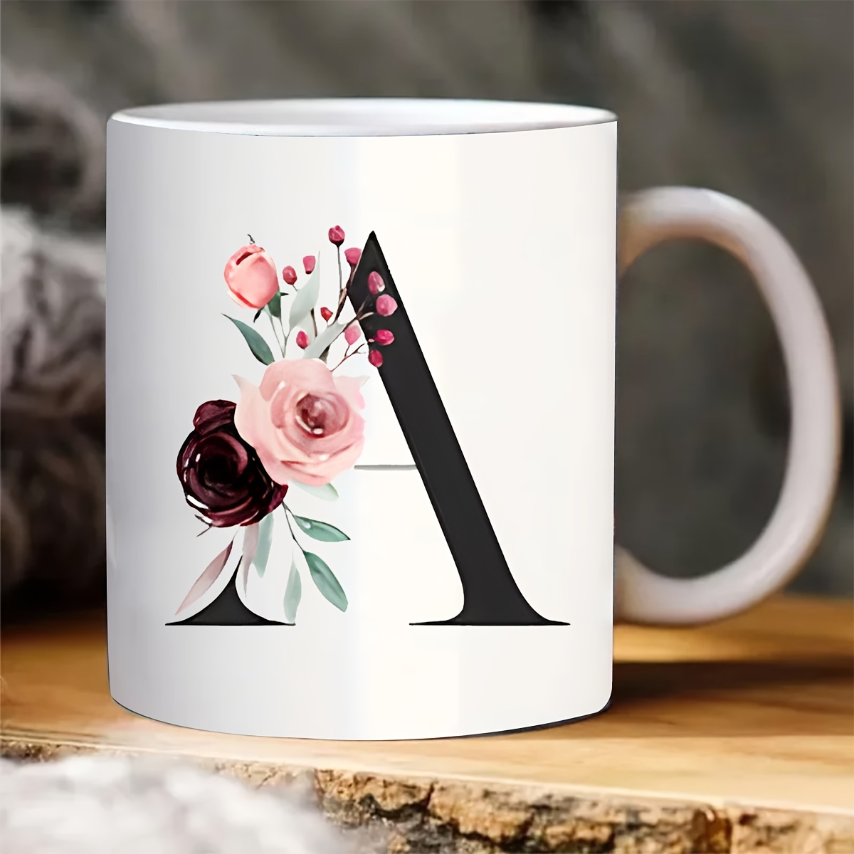  Initial Mug - Letter C Monogram - Cute Novelty Monogrammed  Coffee Cup - Perfect Personalized Bridal Shower Or Wedding Gift For Women  And Men - Unique Name Gift Idea For Tea