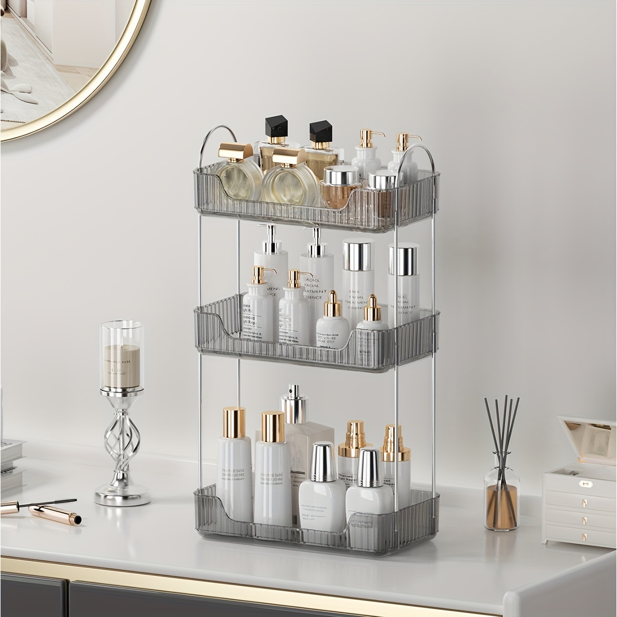 1PCS Bathroom Counter Organizer, Counter Standing Rack Cosmetic Holder,  Bathroom Countertop Organizer and Storage Shelf, Vanity Organizer Bathroom  Counter Tray and Coffee Station Organizer