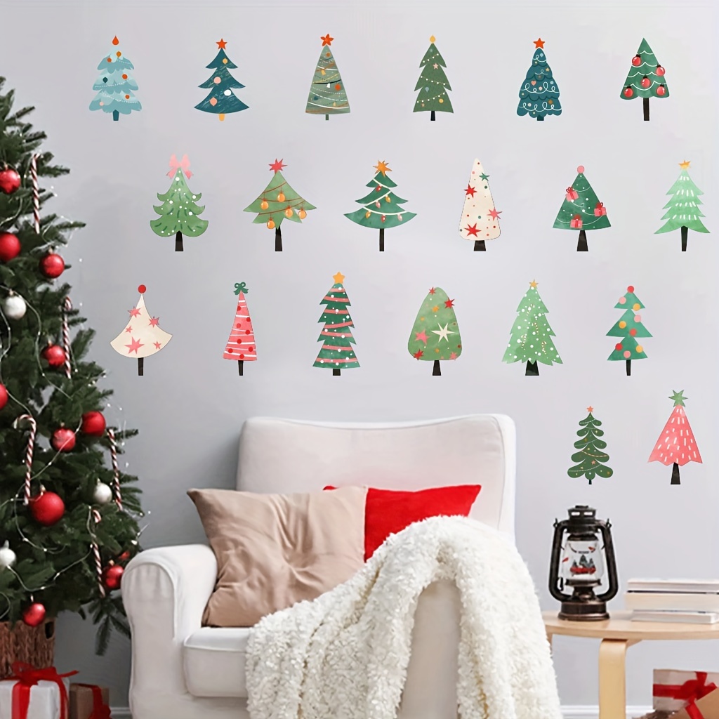

2pcs Christmas Tree Decals - Removable Pvc For , & Decor