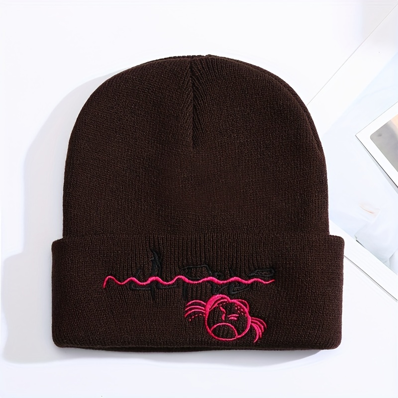 Lil Peep Cartoon Embroidery Knit Hat Outdoor Warm Pullover Hip hop Cold Hat