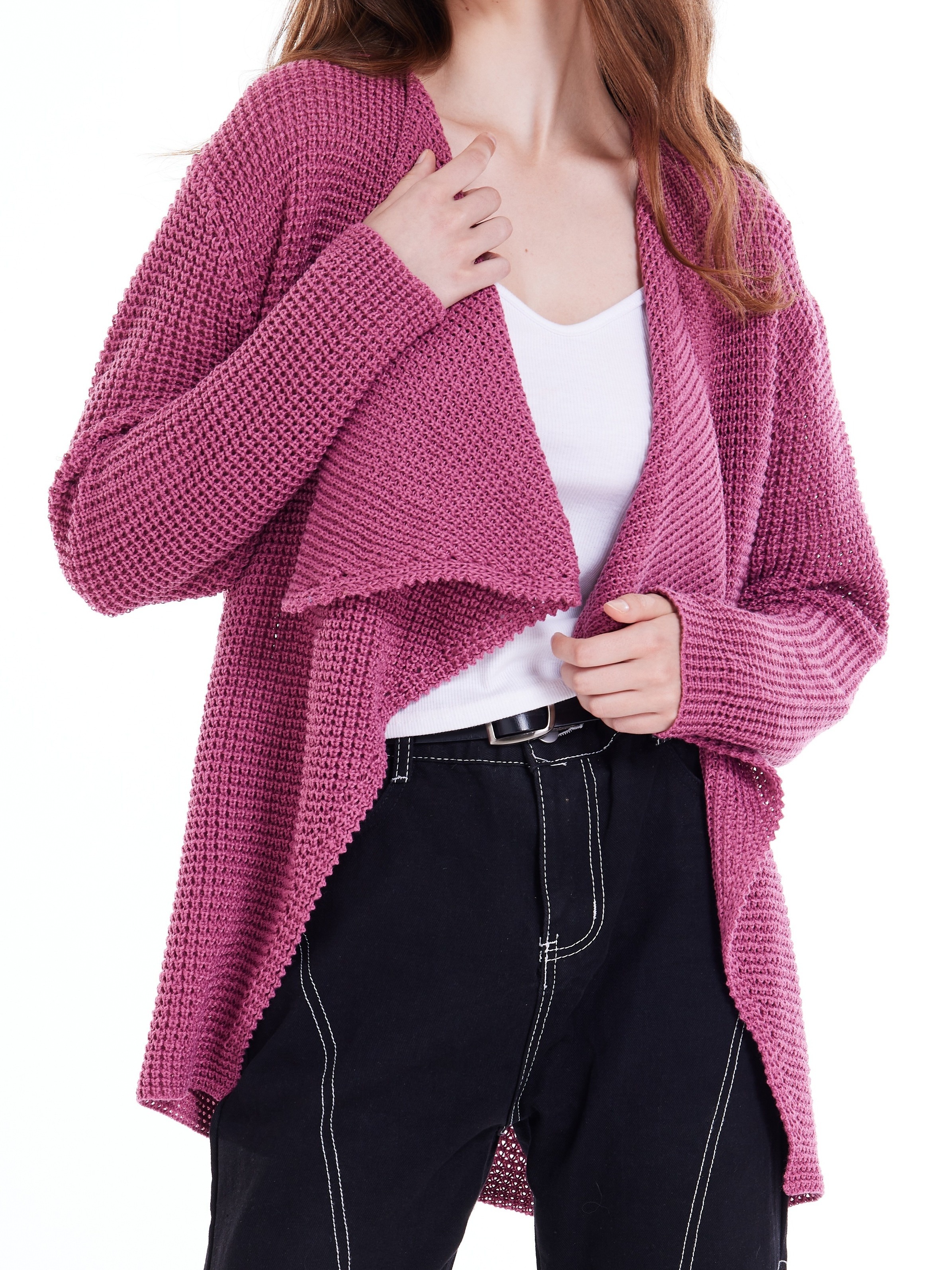 Solido Elegante Cardigan Lavorato A Maglia Maglione A - Temu