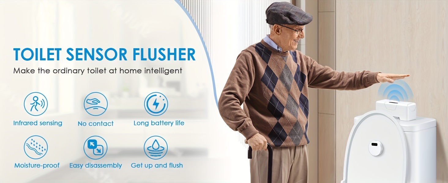 Touchless Toilet Flusher,Infrared Sensor Automatic Toilet Flusher