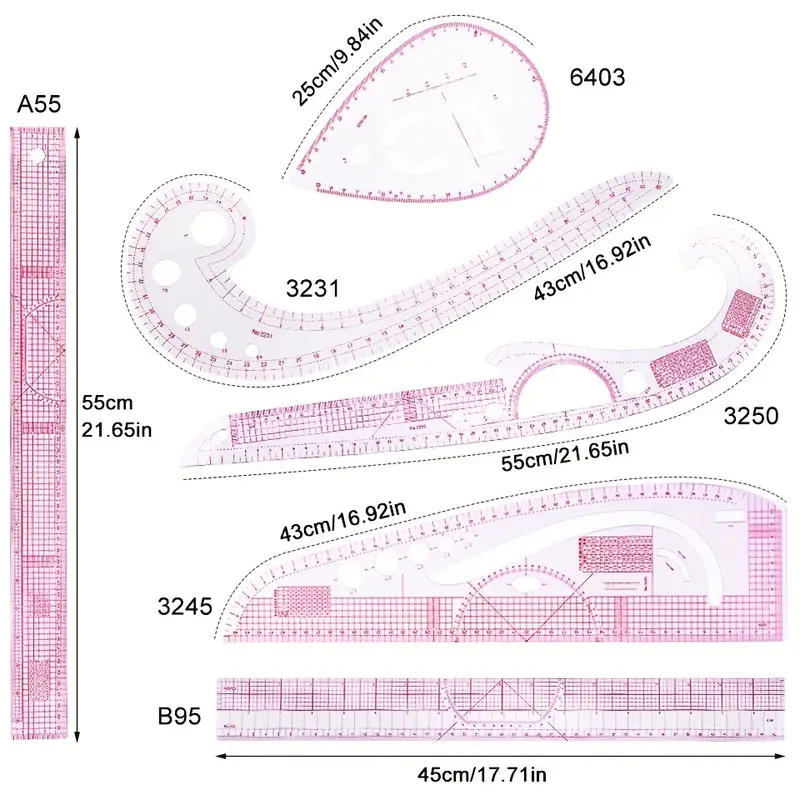 Sewing Measure Template, French Cutting Curve, Multi-function Ruler