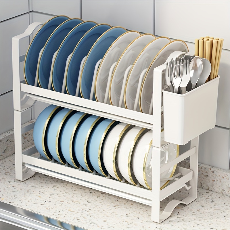 Stainless Steel Wall Mounted Dish Drainer Drying Rack Bowl Plate Storage  with Tray Kitchen Organizer Chopstick