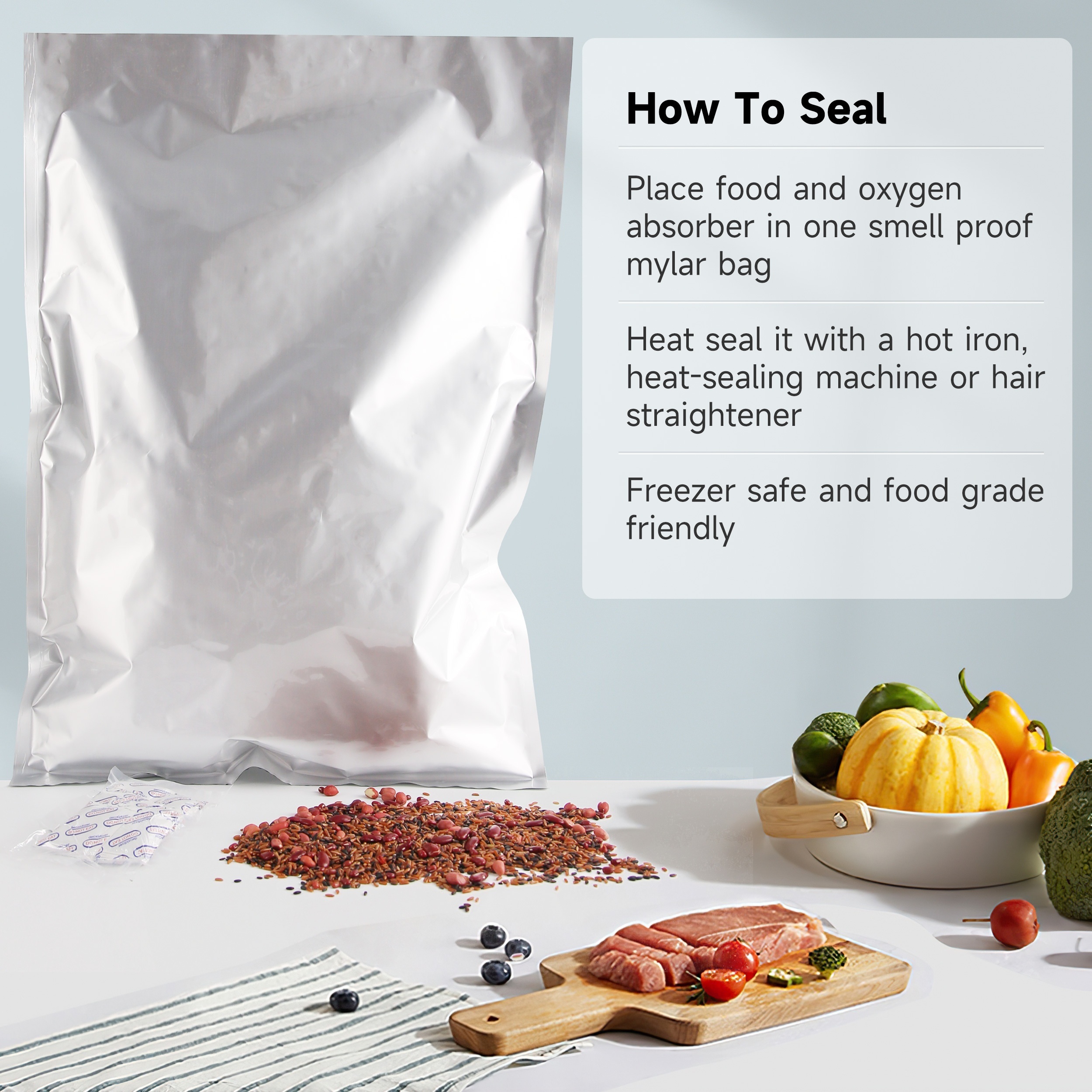 30 Mylar Bags for Food Storage 1 Gallon - Extra Thick 15 Mil