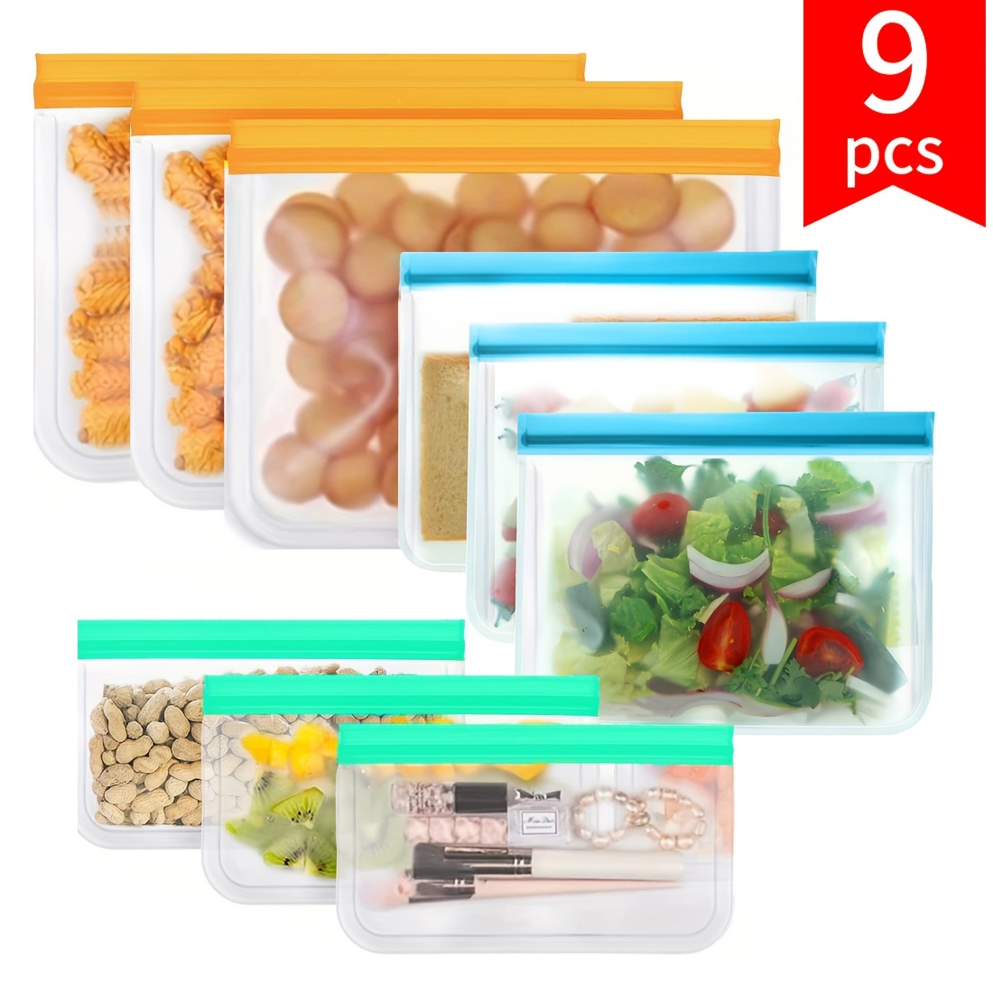 Fresh Zip lock Bag Reusable Silicone Food Freezer Storage Lunch